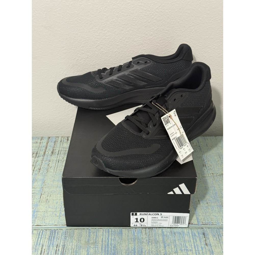 Adidas Runfalcon 5 Men's Sneakers Size 10 TripleBlack NIB